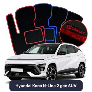 Velurové autokoberce OMEVO pro Hyundai Kona N-Line 2 gen SUV (2022-2025)