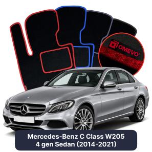 Velurové autokoberce OMEVO pro Mercedes-Benz C Třída W205 4 gen Sedan (2014-2021)