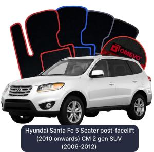 Velurové autokoberce OMEVO pro Hyundai Santa Fe 5 místný faceliftovaná verze (po 2010) CM 2 gen SUV (2006-2012)
