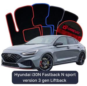 Velurové autokoberce OMEVO pro Hyundai i30N Fastback N sportovní verze 3 gen Liftback (2016-2025)