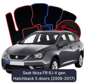 Velurové autokoberce OMEVO pro Seat Ibiza FR 6J 4 gen Hatchback 5 dveří (2008-2018)