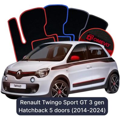Velurové autokoberce OMEVO pro Renault Twingo Sport GT 3 gen Hatchback 5 dveří (2014-2024)