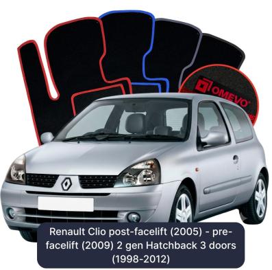 Velurové autokoberce OMEVO pro Renault Clio faceliftovaná verze (2005) - před faceliftem (před rokem 2009) 2 gen Hatchback 3 dveře (1998-2012)