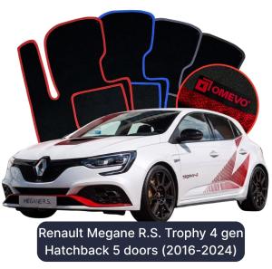 Velurové autokoberce OMEVO pro Renault Megane R.S. Trophy 4gen Hatchback 5 dveří (2016-2024)