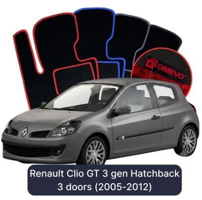 Velurové autokoberce OMEVO pro Renault Clio GT 3 gen Hatchback 3-dveřový (2005-2012)