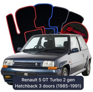 Velurové autokoberce OMEVO pro Renault 5 GT Turbo 2 gen Hatchback 3-dveřový (1985–1991)