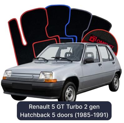 Velurové autokoberce OMEVO pro Renault 5 GT Turbo 2 gen Hatchback 5-dveřový (1985–1991)