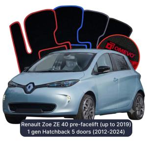 Velurové autokoberce OMEVO pro Renault Zoe ZE 40 1 gen Hatchback 5 dveří p?ed faceliftem (p?ed rokem 2019) (2012-2024)