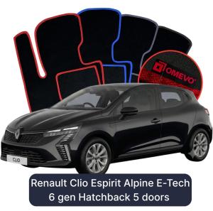 Velurové autokoberce OMEVO pro Renault Clio Espirit Alpine E-Tech 6 gen Hatchback 5 dveří (2025-2026)