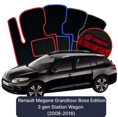 Velurové autokoberce OMEVO pro Renault Megane Grandtour Bose Edition 3 gen Kombi (2008-2016)