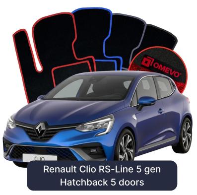 Velurové autokoberce OMEVO pro Renault Clio RS-Line 5 gen Hatchback 5 dveří (2019-2025)