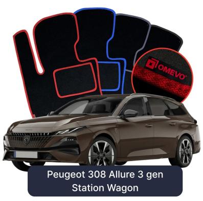 Velurové autokoberce OMEVO pro Peugeot 308 Allure 3 gen Kombi (2021-2026)
