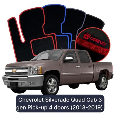 Velurové autokoberce OMEVO pro Chevrolet Silverado Quad Cab 3. generace Pick-up 4 dveře (2013-2019)