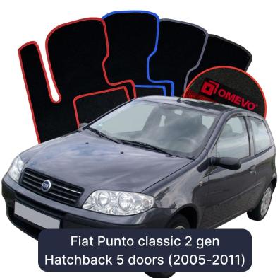 Velurové autokoberce OMEVO pro Fiat Punto Classic 2 gen Hatchback 5 dveří (2005-2011)