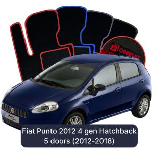 Velurové autokoberce OMEVO pro Fiat Punto 2012 4 gen Hatchback 5-dveřový (2012-2018)