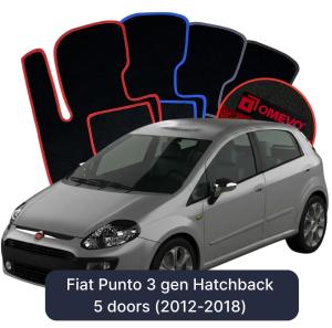 Velurové autokoberce OMEVO pro Fiat Punto 3 gen Hatchback 5 dveří (2012-2018)