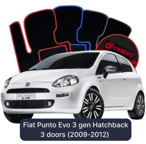 Velurové autokoberce OMEVO pro Fiat Punto Evo 3 gen Hatchback 3 dveře (2009-2012)