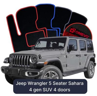 Velurové autokoberce OMEVO pro Jeep Wrangler 5 místný Sahara 4 gen SUV 4 dveře (2017-2025)
