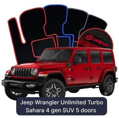 Velurové autokoberce OMEVO pro Jeep Wrangler Unlimited Turbo Sahara 4 gen SUV 5 dveří (2020-2025)