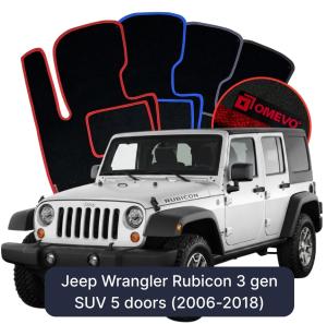 Velurové autokoberce OMEVO pro Jeep Wrangler Rubicon 3 gen SUV 5-dveřový (2006-2018)