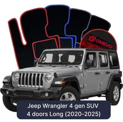 Velurové autokoberce OMEVO pro Jeep Wrangler 4 gen SUV 4dveřový Long (2020-2025)