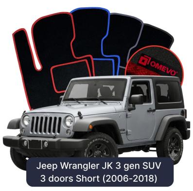 Velurové autokoberce OMEVO pro Jeep Wrangler JK 3 gen SUV 3 dveře Short (2006-2018)