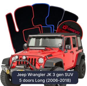 Velurové autokoberce OMEVO pro Jeep Wrangler JK 3 gen SUV 5 dveří Long (2006-2018)
