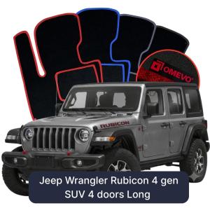 Velurové autokoberce OMEVO pro Jeep Wrangler Rubicon 4 gen SUV 4 dveře (2020-2025)