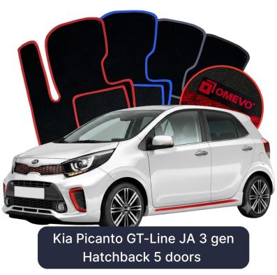 Velurové autokoberce OMEVO pro Kia Picanto GT-Line JA 3 gen Hatchback 5 dveří (2017-2025)