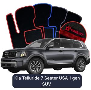 Velurové autokoberce OMEVO pro Kia Telluride 7místný USA 1 gen SUV (2019–2025)