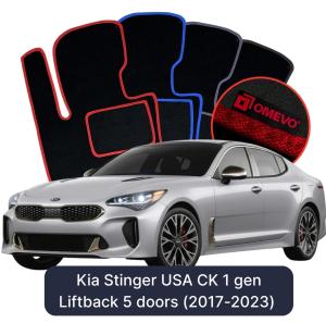 Velurové autokoberce OMEVO pro Kia Stinger USA CK 1 gen Liftback 5 dveří (2017-2023)