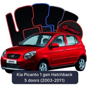 Velurové autokoberce OMEVO pro Kia Picanto 1 gen Hatchback 5 dveří (2003-2011)
