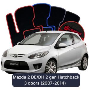 Velurové autokoberce OMEVO pro Mazda 2 DE/DH 2 gen Hatchback 3 dveře (2007-2014)