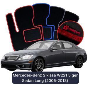Velurové autokoberce OMEVO pro Mercedes-Benz S Třída W221 5 gen Sedan Long (2005-2013)