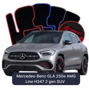Velurové autokoberce OMEVO pro Mercedes-Benz GLA 250e AMG Line H247 2 gen SUV (2020-2025)