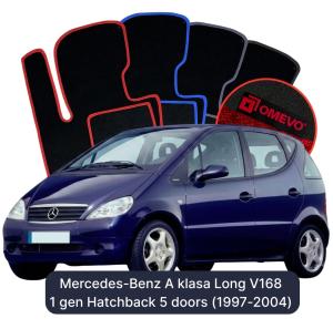 Velurové autokoberce OMEVO pro Mercedes-Benz Třída A Long V168 1 gen Hatchback 5 dveří (1997-2004)