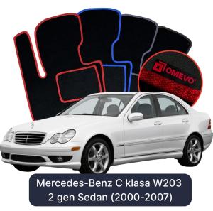 Velurové autokoberce OMEVO pro Mercedes-Benz C Třída W203 2 gen Sedan (2000-2007)