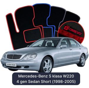 Velurové autokoberce OMEVO pro Mercedes-Benz S Třída W220 4 gen Sedan Short (1998-2005)