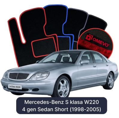 Velurové autokoberce OMEVO pro Mercedes-Benz S Třída W220 4 gen Sedan Short (1998-2005)