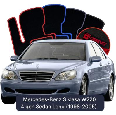 Velurové autokoberce OMEVO pro Mercedes-Benz S Třída W220 4 gen Sedan Long (1998-2005)