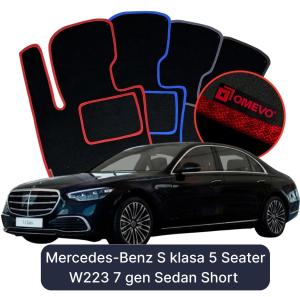 Velurové autokoberce OMEVO pro Mercedes-Benz S Třída 5 místný W223 7 gen Sedan Short (2020-2023)