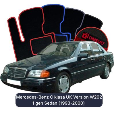 Velurové autokoberce OMEVO pro Mercedes-Benz C Třída W202 1 gen Sedan Verze pro UK (1993-2000)