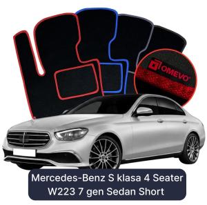 Velurové autokoberce OMEVO pro Mercedes-Benz S Třída 4 místný W223 7 gen Sedan Short (2020-2023)