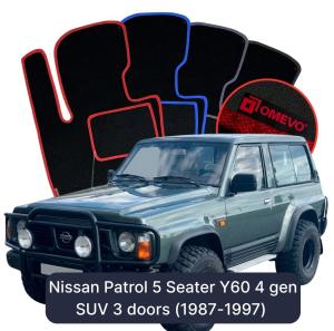 Velurové autokoberce OMEVO pro Nissan Patrol 5 místný Y60 4 gen SUV 3 dveře (1987-1997)