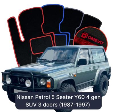 Velurové autokoberce OMEVO pro Nissan Patrol 5 místný Y60 4 gen SUV 3 dveře (1987-1997)