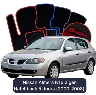 Velurové autokoberce OMEVO pro Nissan Almera N16 2 gen Hatchback 5 dveří (2000-2008)