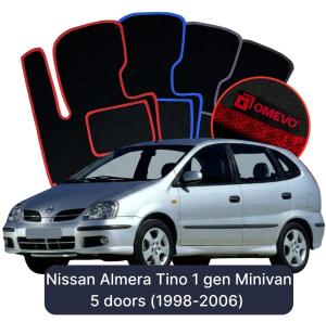 Velurové autokoberce OMEVO pro Nissan Almera Tino 1 gen Minivan 5 dveří (1998-2006)