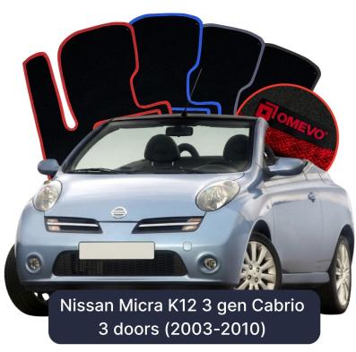 Velurové autokoberce OMEVO pro Nissan Micra K12 3 gen Cabrio 3-dveřový  (2003-2010)