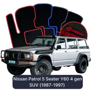 Velurové autokoberce OMEVO pro Nissan Patrol 5 místný Y60 4 gen SUV (1987-1997)