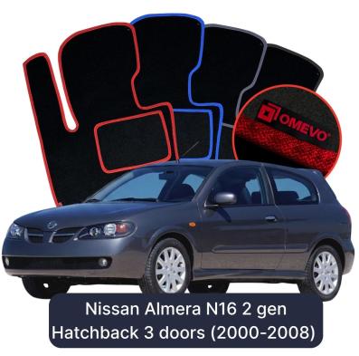 Velurové autokoberce OMEVO pro Nissan Almera N16 2 gen Hatchback 3 dveře (2000-2008)